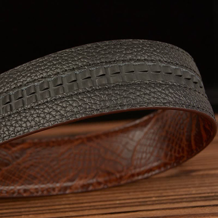 Men's Pack Of Wolves Crocodile Pattern Leather Belt - image 9