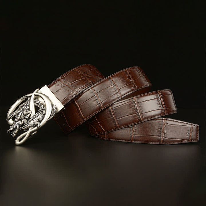 Men's Crocodile Buckle Alligator Pattern Leather Belt - image 11