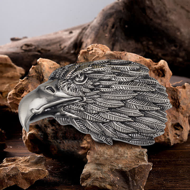 Men's DIY 3D Bald Eagle Head Buckle Leather Belt - Eagle Head - Without Belt - image 0