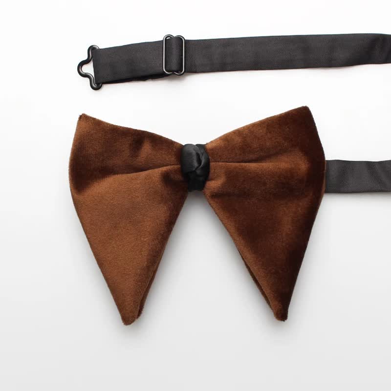 Men's Solid Color Velvet Oversized Pointed Bow Tie - image 15