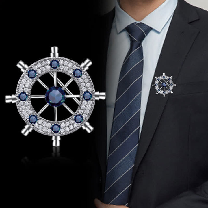 Men's Nautical Ship Rudder Brooch - image 0