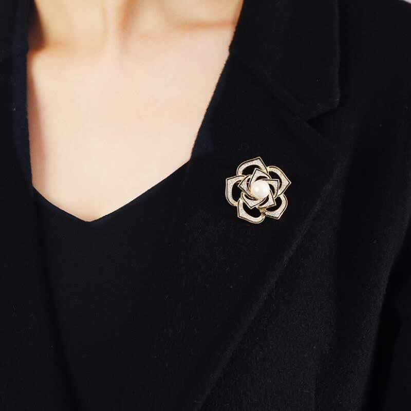 Women's Decorative Hollow Camellia Brooch - image 0