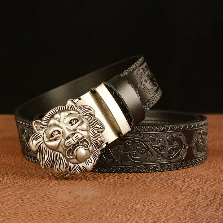 Men's 3D Sculpture Lion Head Leather Belt - image 16