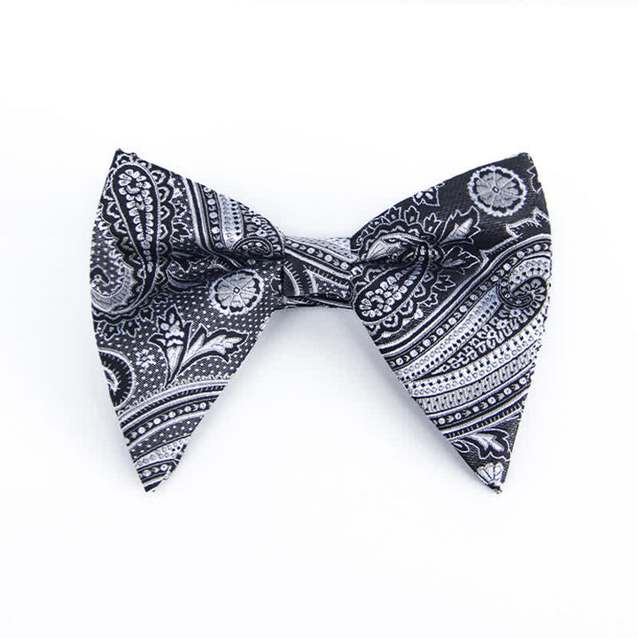 Men's Colorful Paisley Oversized Pointed Bow Tie - Black & White - image 3