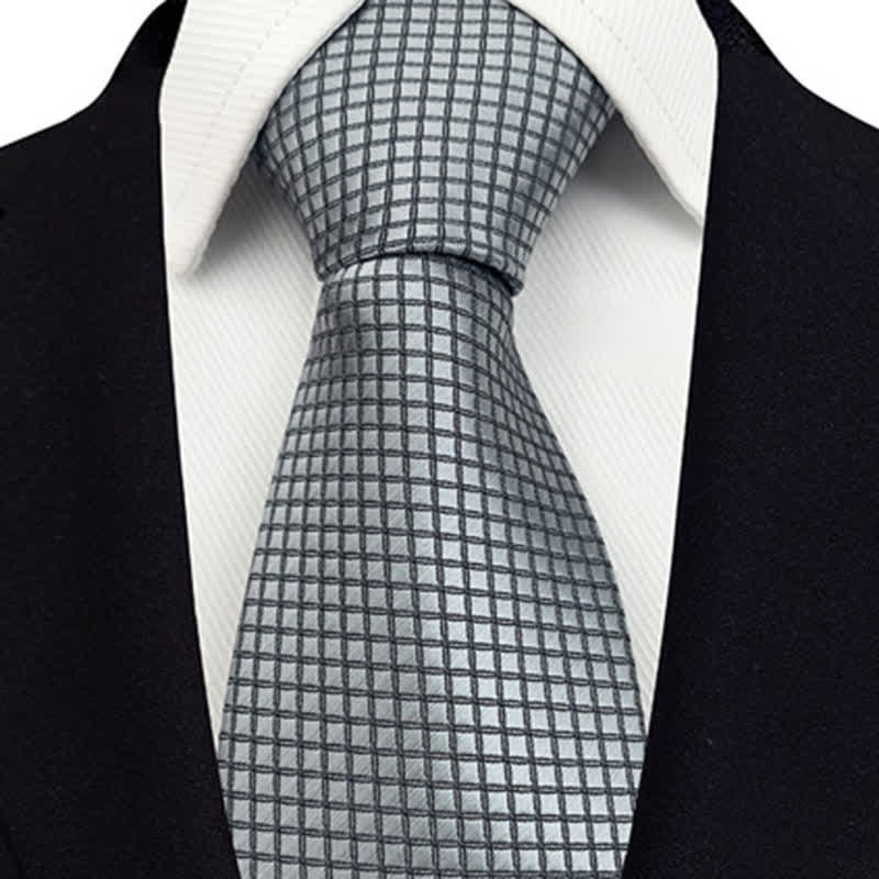 Men's Solid Color Subtle Checked Office Necktie - image 1