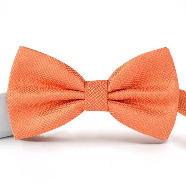 Men's Micro-checked Basic Color Bow Tie - Orange - image 5