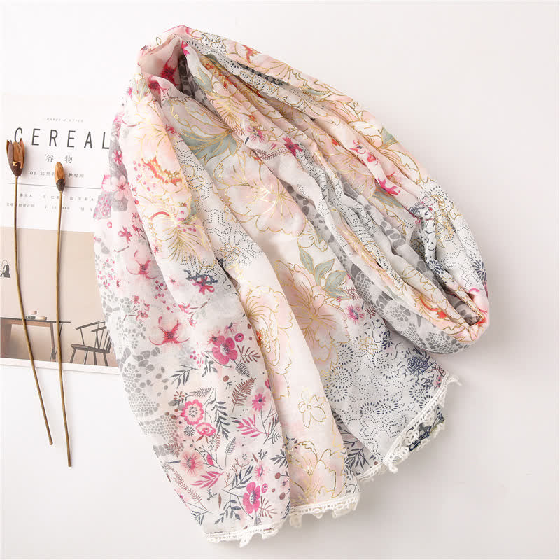 Women's Thin Voile Floral Lace Scarf - image 3