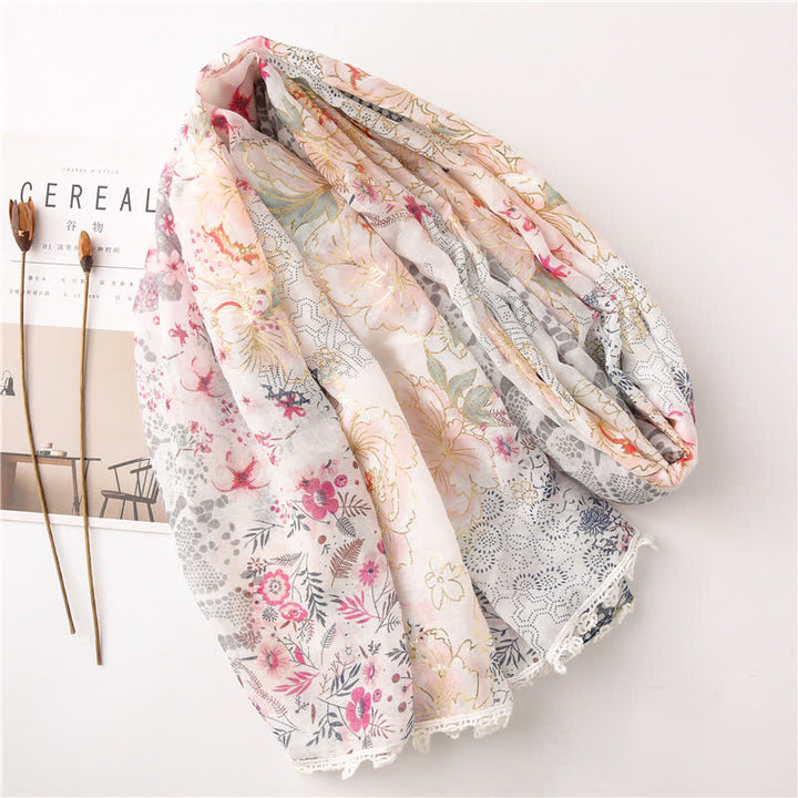 Women's Thin Voile Floral Lace Scarf - image 3