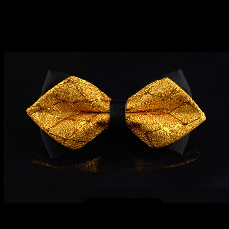 Men's Bling Diamond Pointy Tuxedo Bow Tie - Gold - image 0