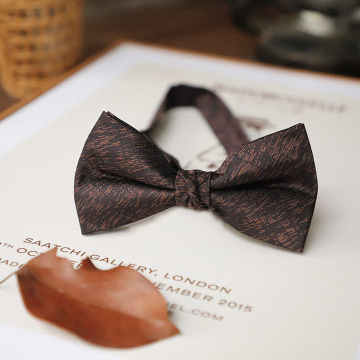 Men's Delicate Vintage Plain Bow Tie - Coffee Streaks - image 18