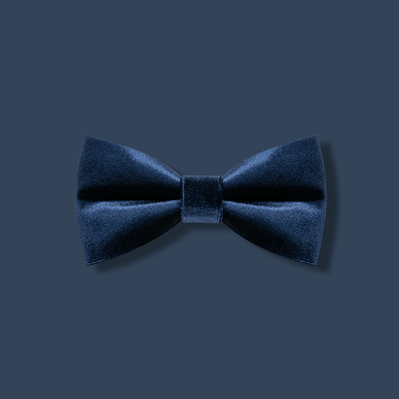 Men's Navy Blue Solid Color Velvet Bow Tie - Navy Blue - image 1