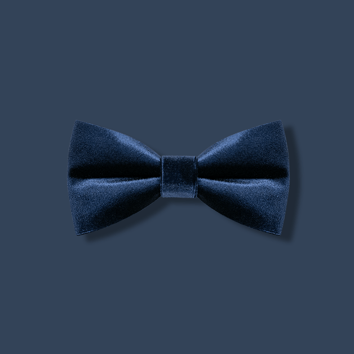 Men's Navy Blue Solid Color Velvet Bow Tie - Navy Blue - image 1