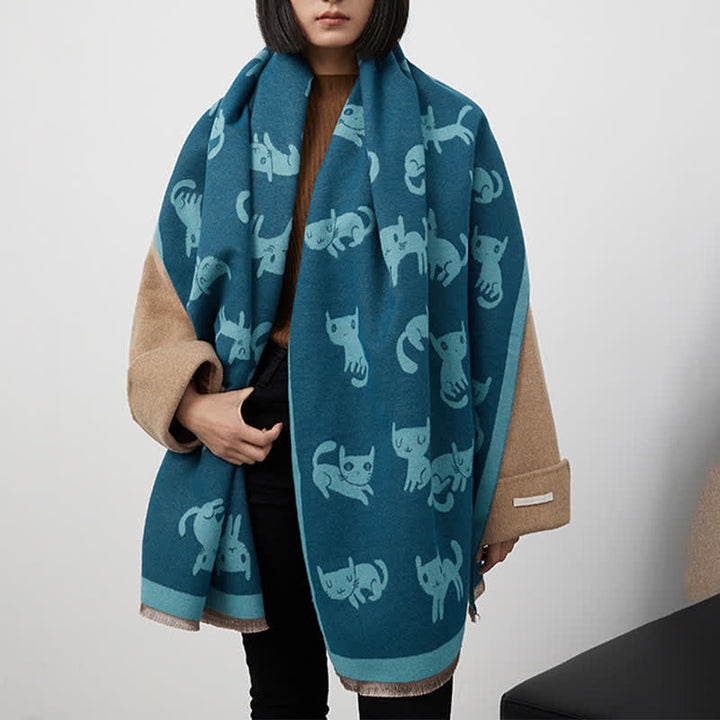 Women's Large Wrap Warm Cat Print Coldproof Scarf - image 5