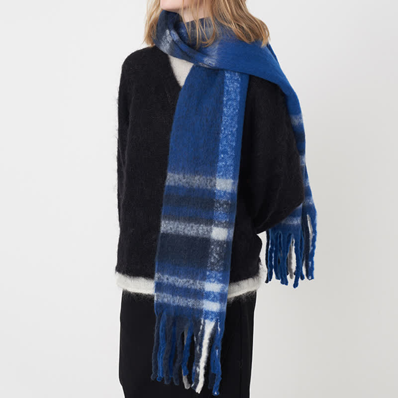 Women's Large Colorful Plaid Thickening Scarf - image 6