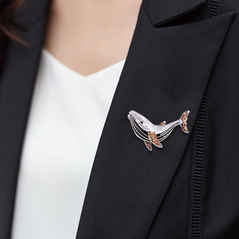 Women's Treasure Whale Enamel Brooch - image 7
