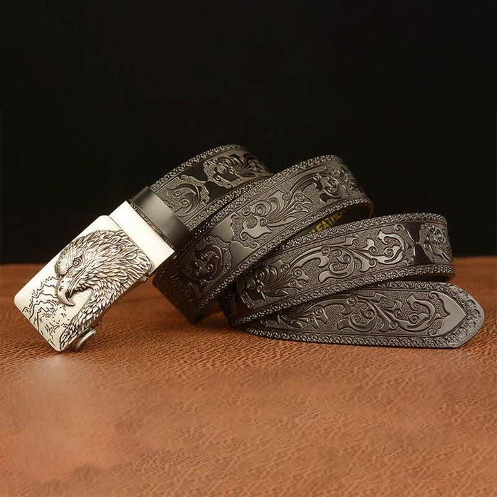 Men's Eagle Head Carved Leather Belt - image 19