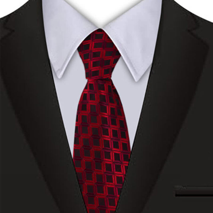 Burgundy Men's Noble Geometry Necktie - image 1