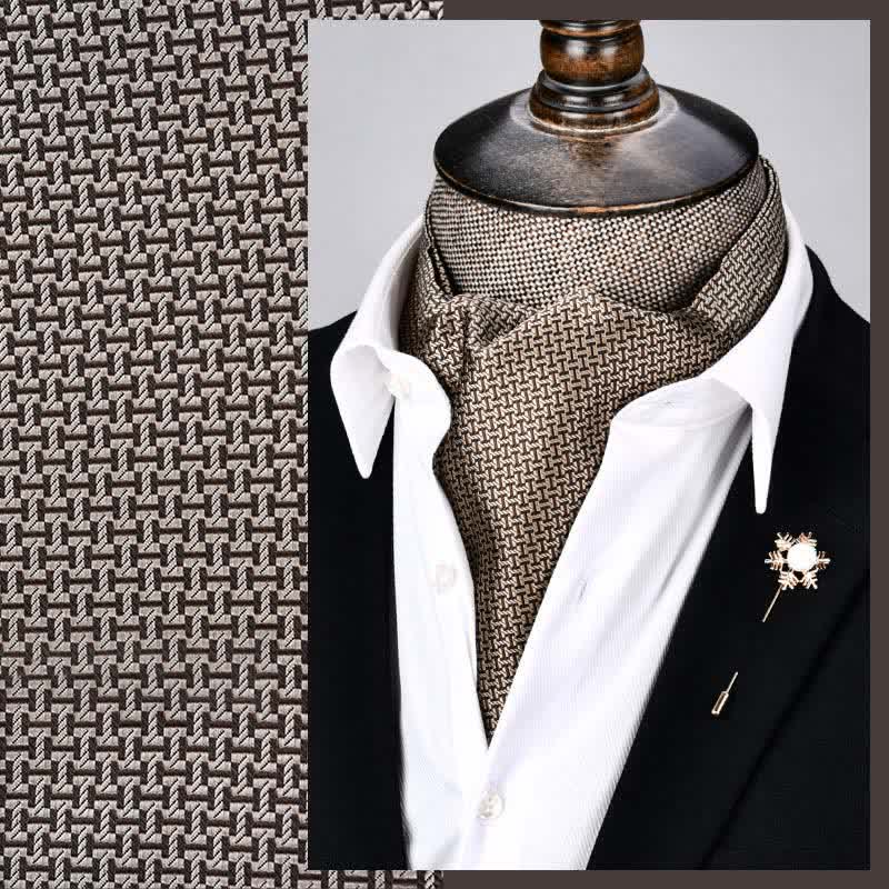 Tan Modern Grandeur Ascot Geometry Cravat - Tan - image 0