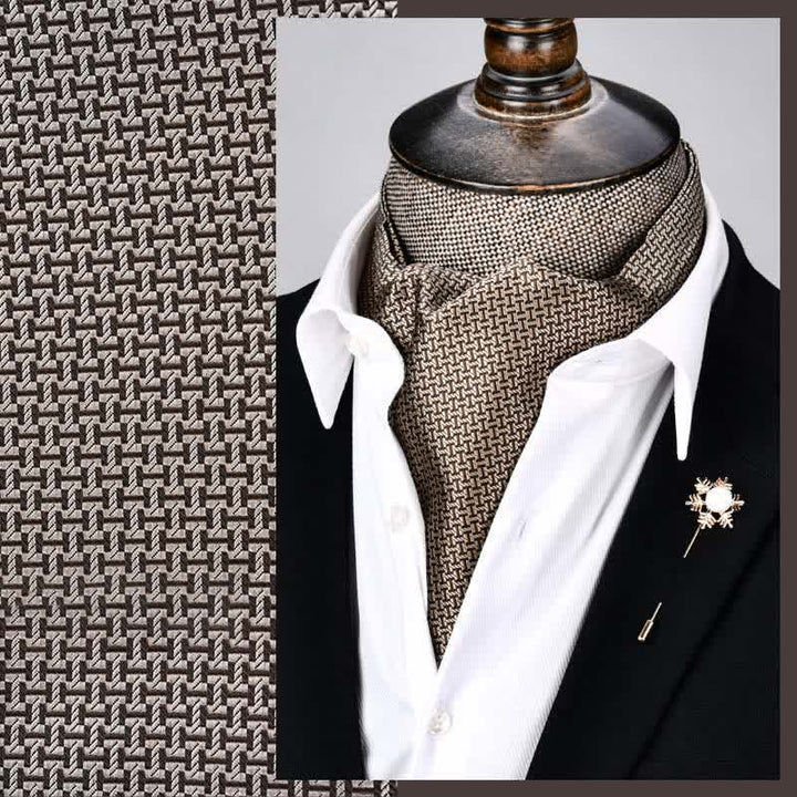 Tan Modern Grandeur Ascot Geometry Cravat - Tan - image 0