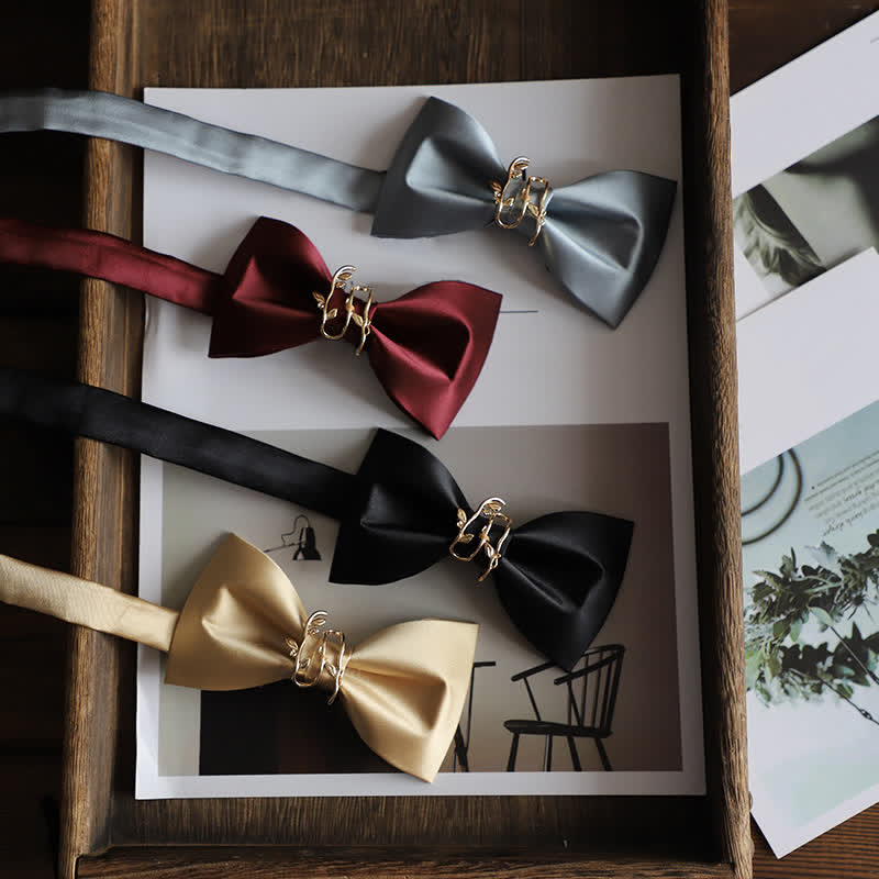 Men's Gold Vine Leaf Silky Sateen Bow Tie - image 4