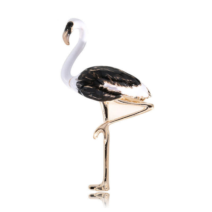 Women's Exotic Enamel Flamingo Brooch - Black - image 16