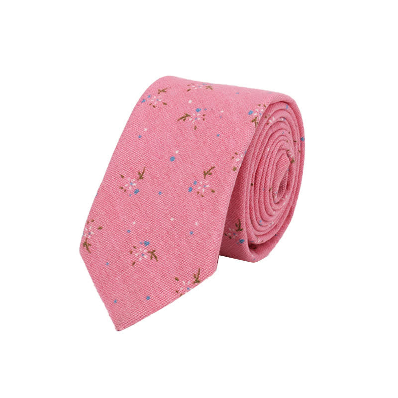 Men's Elegant Floral Skinny Necktie - Pink - image 1