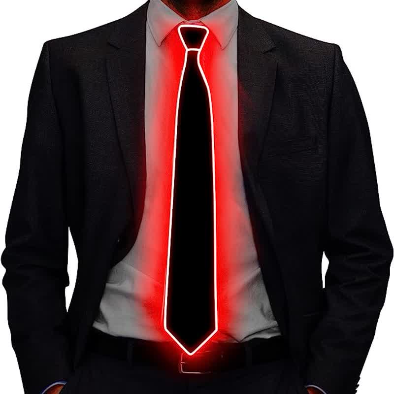Funny Neon LED Colorful Glowing Necktie - Red - image 5