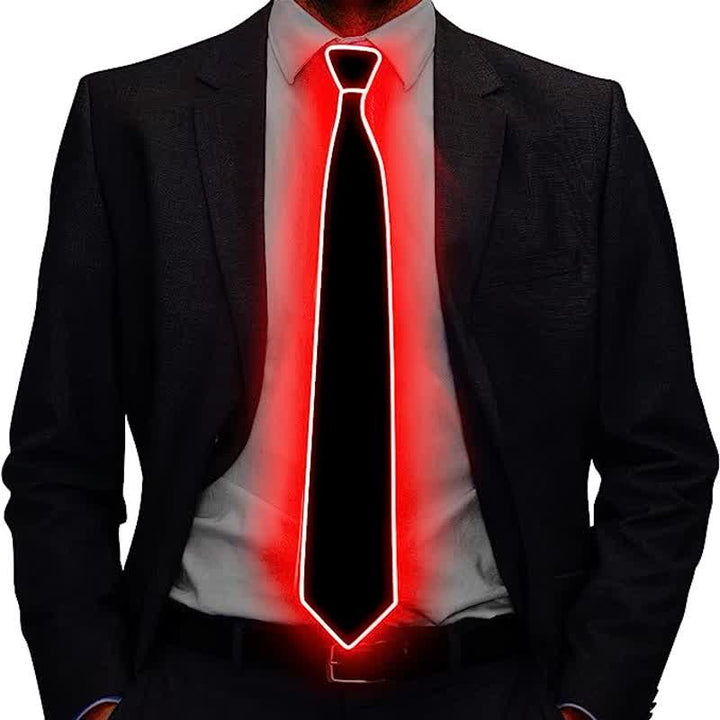 Funny Neon LED Colorful Glowing Necktie - Red - image 5