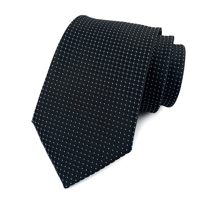 Men's Solid Color Subtle Checked Office Necktie - Black - image 8