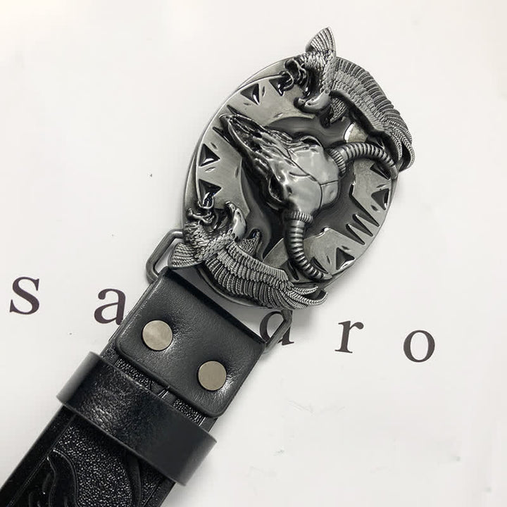 Men's Vintage Bull & Dual Eagles Leather Belt - image 3