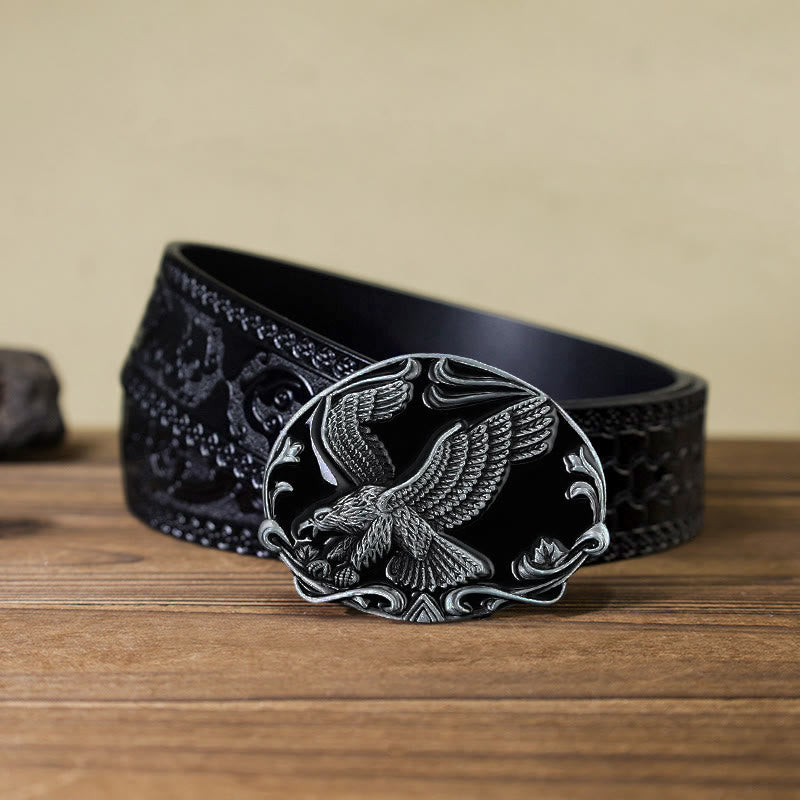 Men's DIY Spreading Wings Eagle Freedom Buckle Leather Belt - image 6