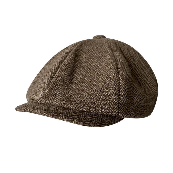 Coffee Fine Herringbone Octagon Beret Cap - Coffee - XL (24"-24 1/2") - image 0