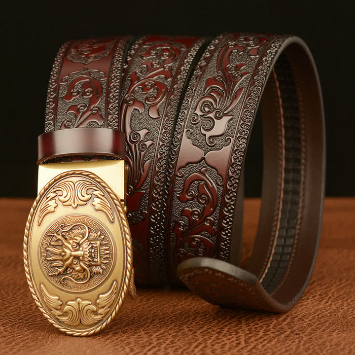 Men's Dragon Elliptical Buckle Leather Belt - image 1