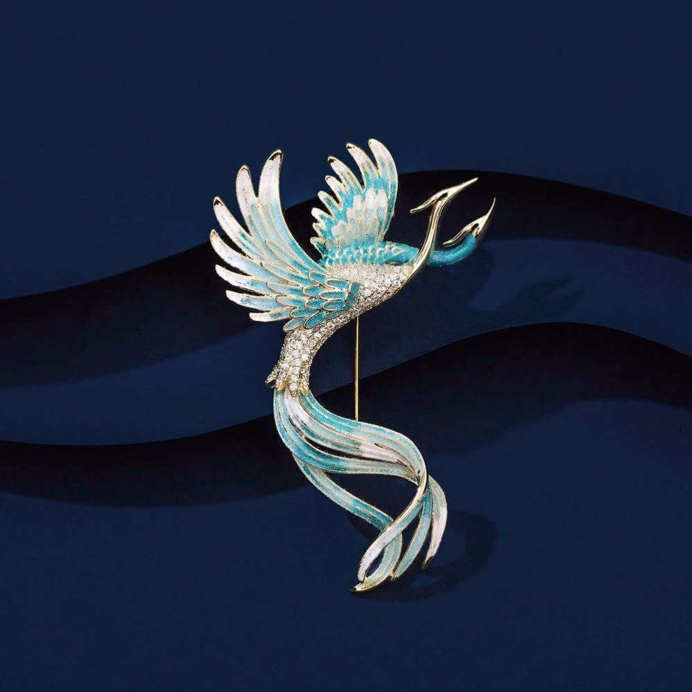 Women's Flying Two Headed Phoenix Brooch - Blue - image 0