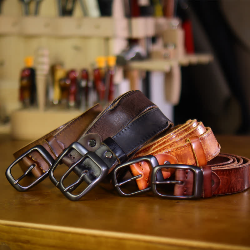 Men's Western Distressed Style Leather Belt - image 1