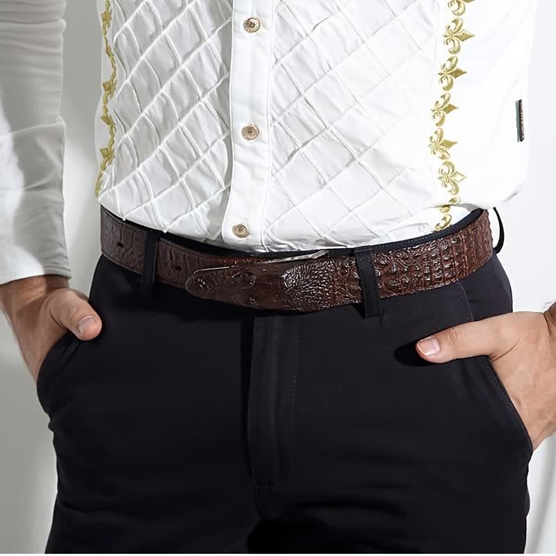 Men's Lifelike Crocodile Head Buckle Leather Belt - image 1