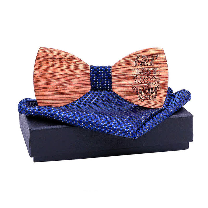 2Pcs Men's Proverbs Wooden Bow Tie Set - GET LOST ALONE THE WAY #1 - image 7