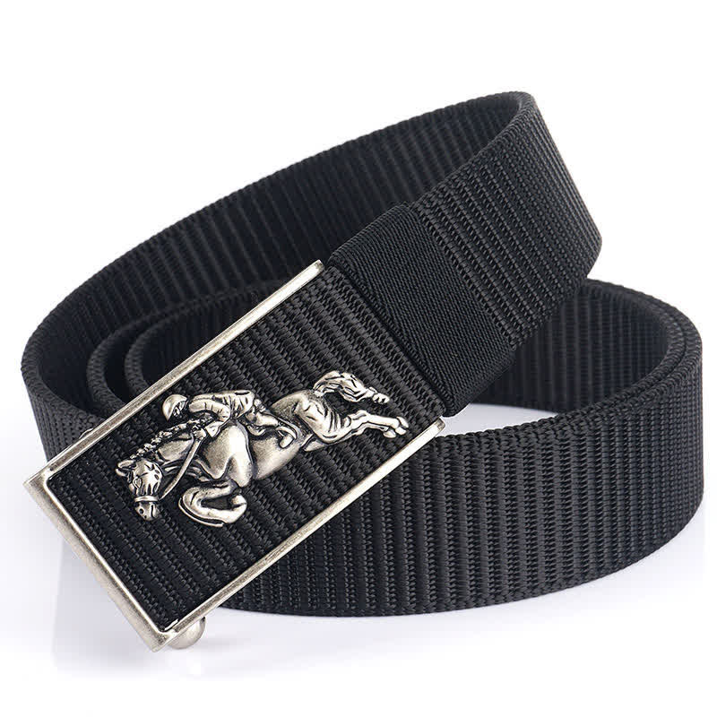 Men's Horseback Riding Nylon Belt - Black / Silver - 48" - image 14