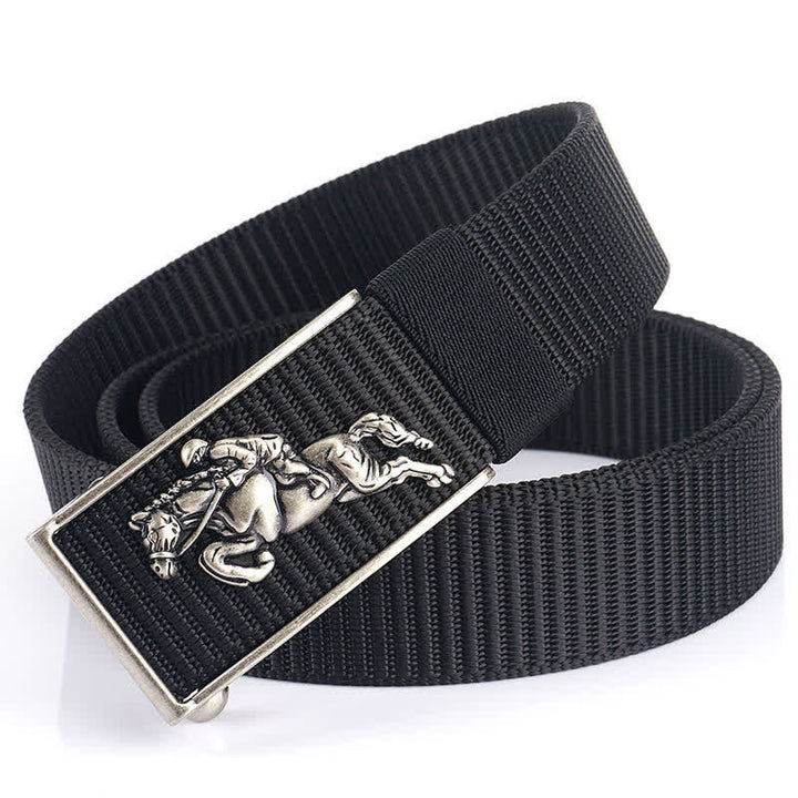 Men's Horseback Riding Nylon Belt - Black / Silver - 48" - image 14