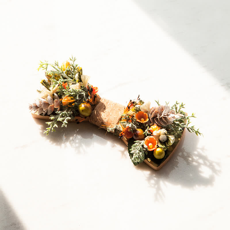 Men's Forest Orange Bouquet Wooden Bow Tie - image 1