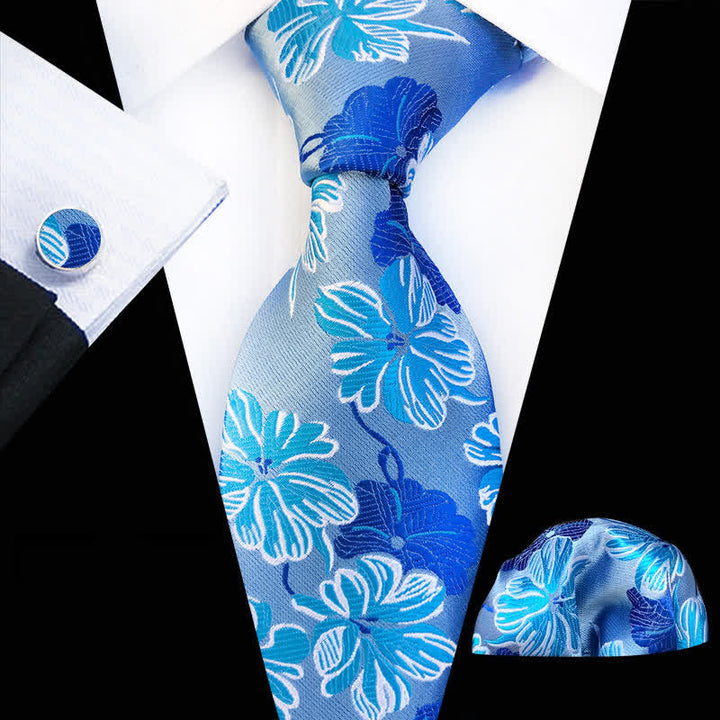 3Pcs Men's Daisy Floral Necktie Set - Sky Blue - image 4