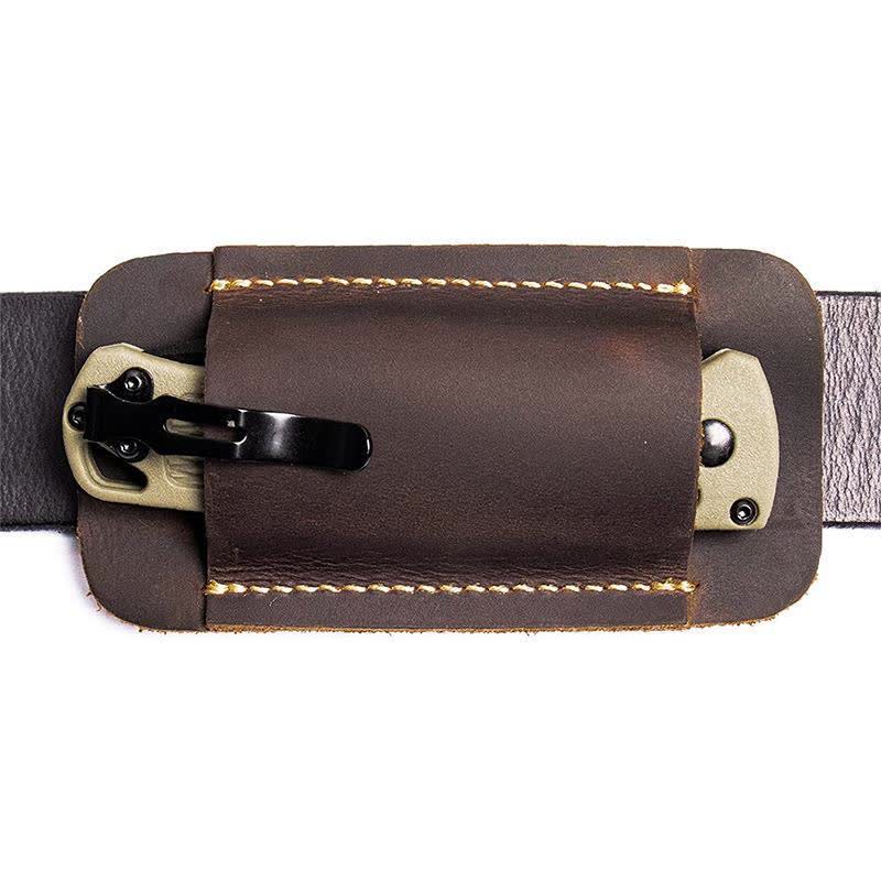 Horizontal Carry Leather Sheath Open Bottom Belt Bag - Brown - image 3