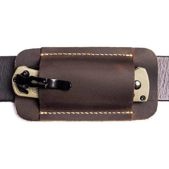 Horizontal Carry Leather Sheath Open Bottom Belt Bag - Brown - image 3