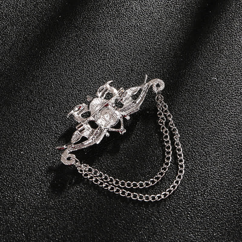 Men's Vintage Dragon Crystal Tassel Brooch - image 2