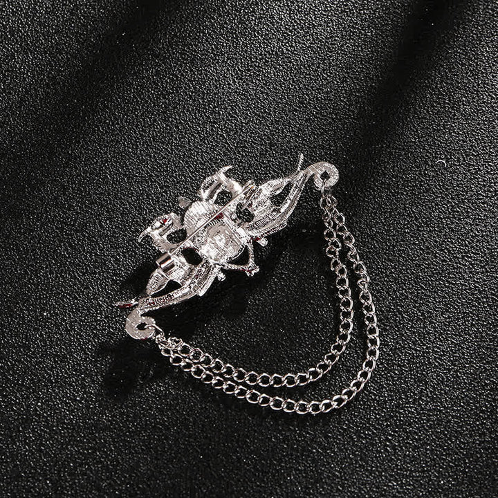 Men's Vintage Dragon Crystal Tassel Brooch - image 2
