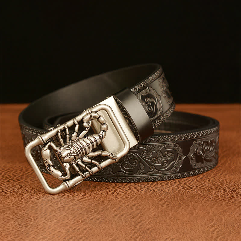 Men's Scorpion Embossed Engraved Leather Belt - image 14