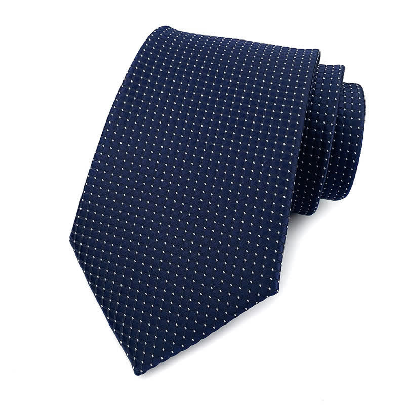 Men's Solid Color Subtle Checked Office Necktie - Navy - image 9