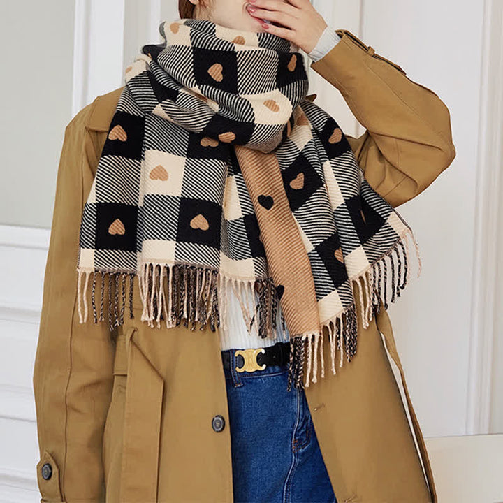 Women's Winter Cape Love Checkerboard Scarf - image 5