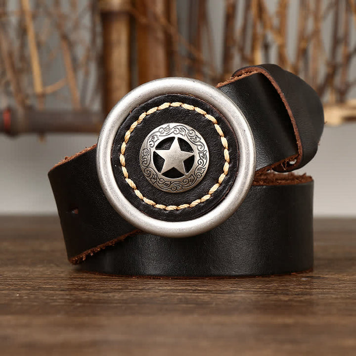 Men's Vintage Pentacle Thicken Leather Belt - image 3