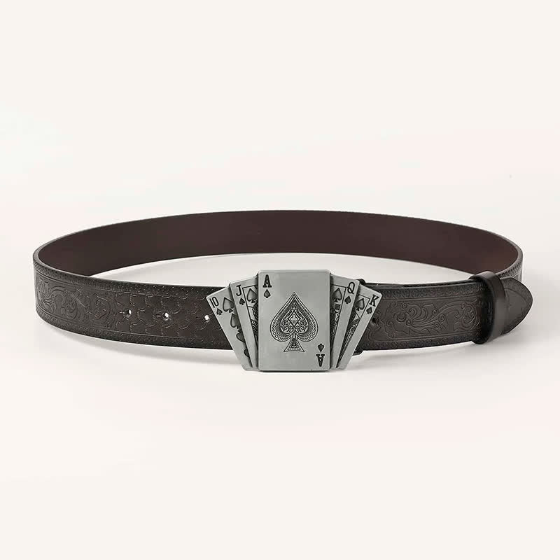 Men's Playing Cards Poker Gambling Leather Belt - image 1